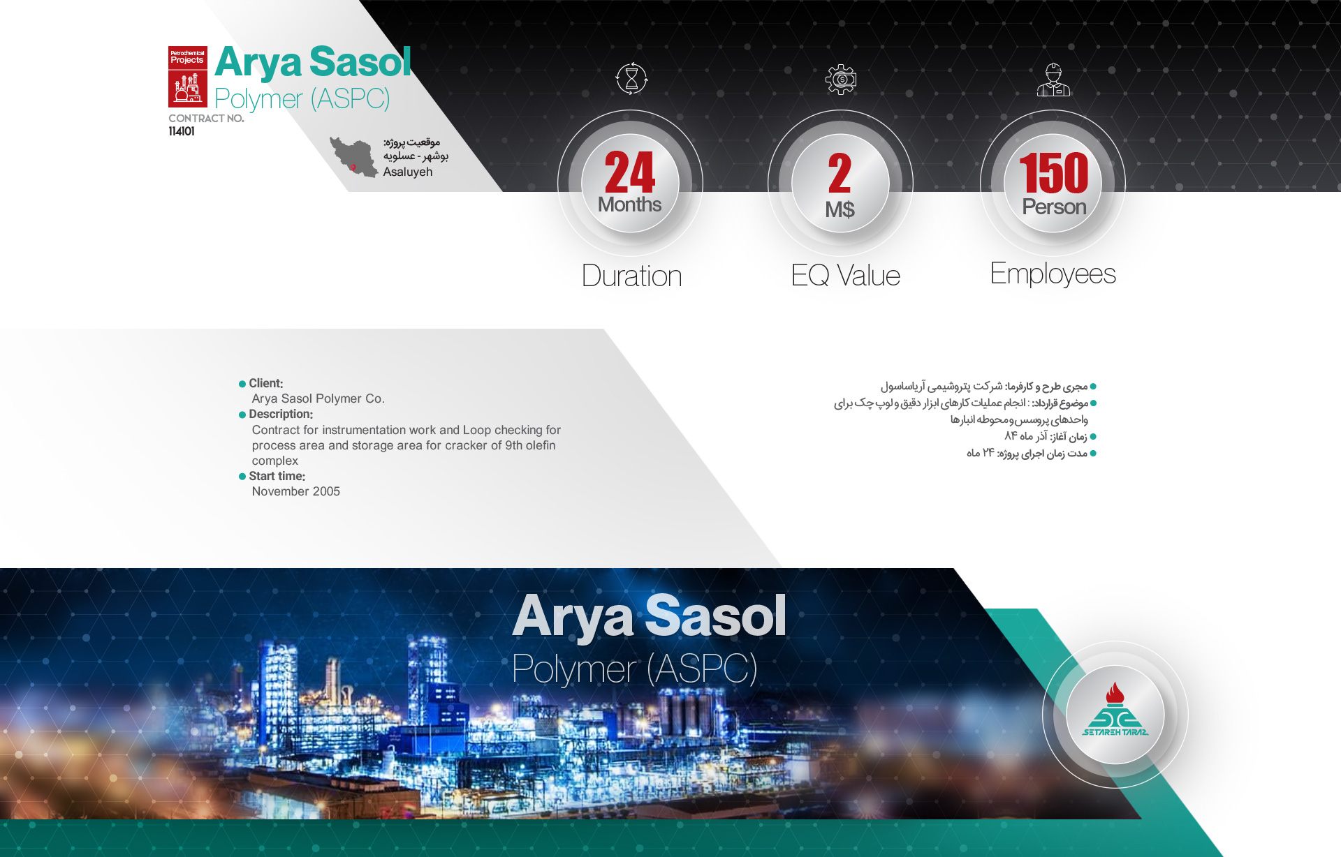 Aryasasol Petrochemical Project پتروشیمی آریاساسول